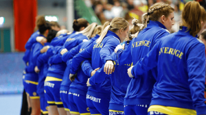 Svenska damlandslaget i handboll uppradade inför match