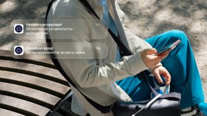 Person får varsel på mobilen om vannlekkasje og at hovedkranen er stengt.
