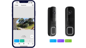 Ringeklokke med kamera og Hus Smart-appen som viser direkte video.