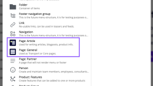 Left menu in Content Studio
