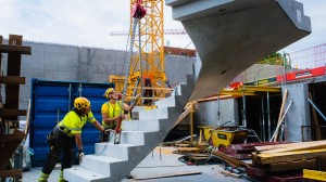 Byggarbetare på en byggarbetsplats